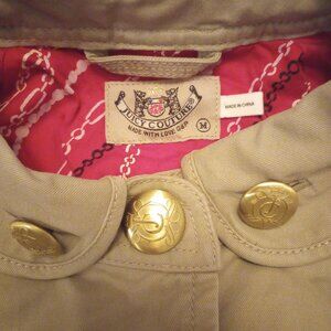 Juicy Couture made with love g&p tan coat M 3/4 sleeves gold buttons!